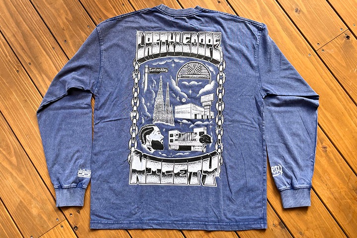 "BACK TO LA" 8.2oz garment dye longsleeve Tshirt / blue