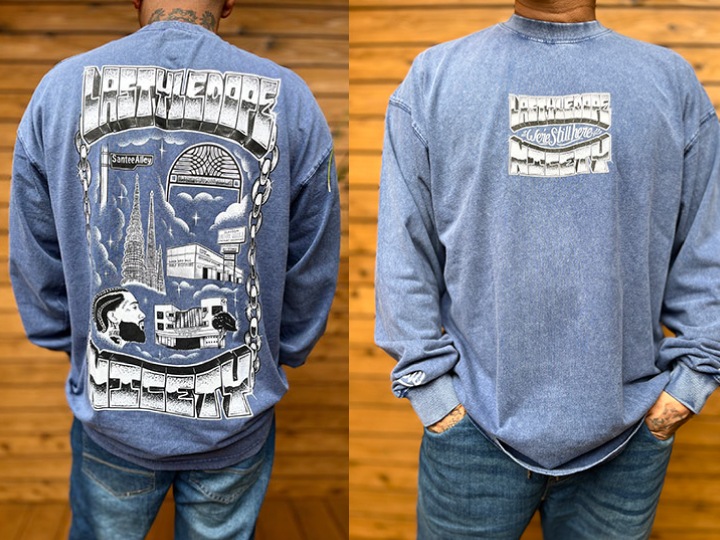 "BACK TO LA" 8.2oz garment dye longsleeve Tshirt / blue