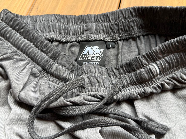 NICETY "SINCE NINETY THREE" cotton short pants / gray washed