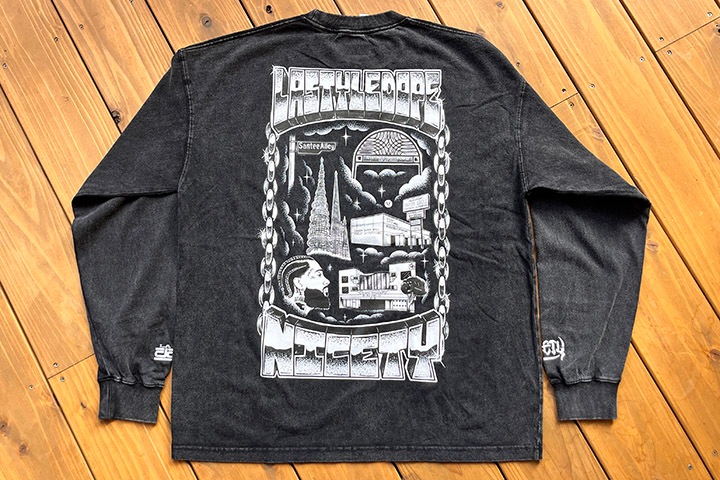 "BACK TO LA" 8.2oz garment dye longsleeve Tshirt / black