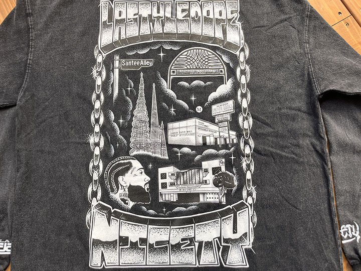 "BACK TO LA" 8.2oz garment dye longsleeve Tshirt / black