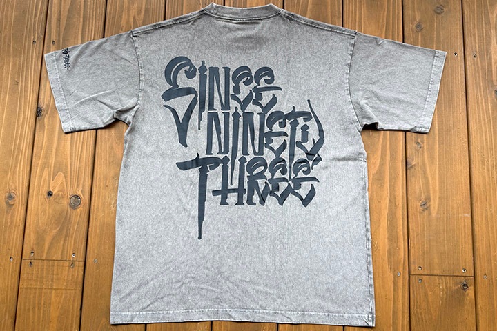 NICETY "SINCE NINETY THREE" 8.2oz dye washed Tshirt / gray washed