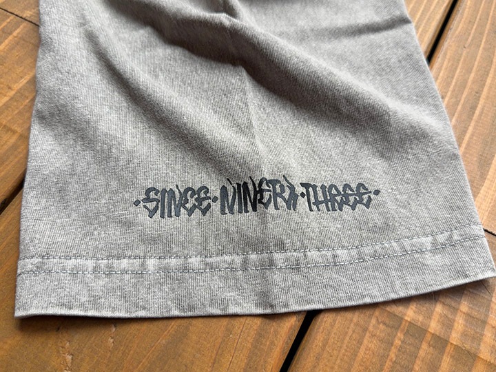 NICETY "SINCE NINETY THREE" 8.2oz dye washed Tshirt / gray washed