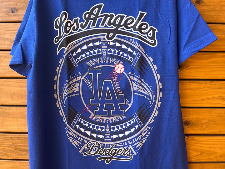 LA hawaiian tribal Tshirt / blue XL