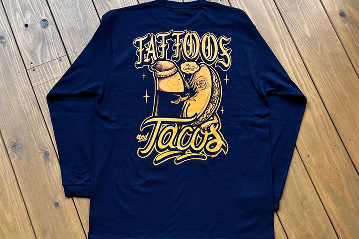 OSSANTHEHOOD longsleeve Tshirt (tat&taco) navy & orange