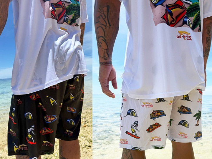 OSSANTHEHOOD ��Φξ�� dry fit shorts (summer madness) white