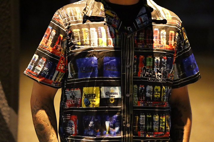 OSSANTHEHOOD nylon open collar shirt (beers)