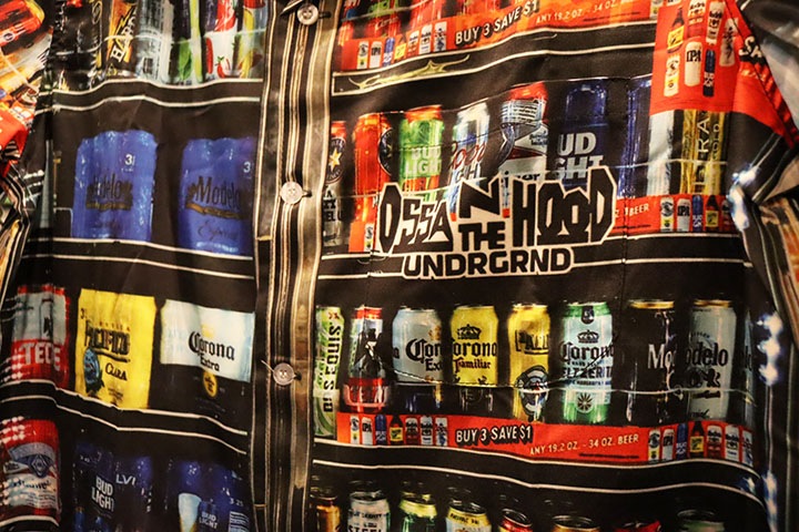 OSSANTHEHOOD nylon open collar shirt (beers)