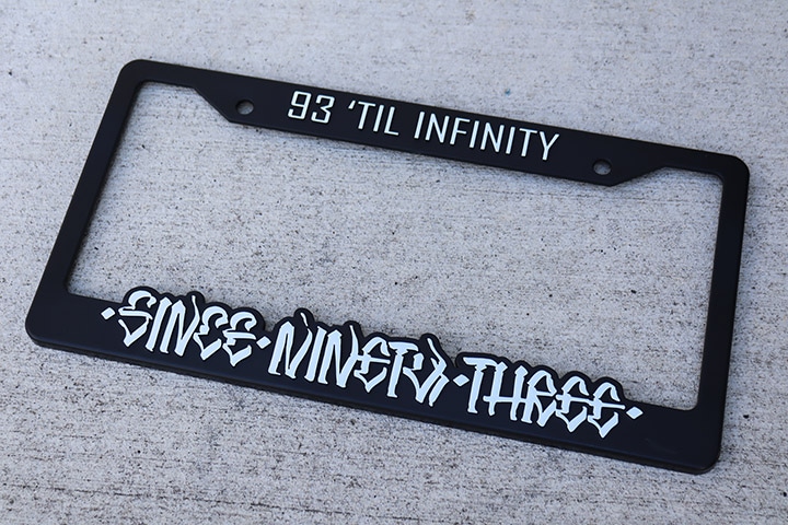 NICETY "SINCE NINETY THREE" license plate frame / black & white