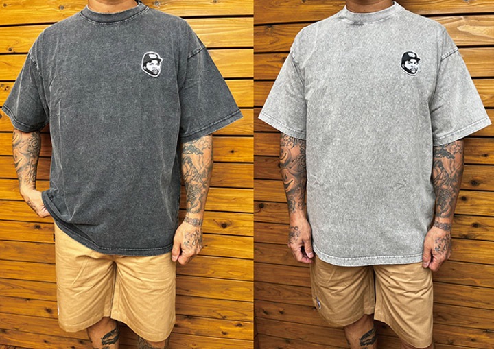 OSSANTHEHOOD 8.2oz garment dye Tshirt (og face) / light gray