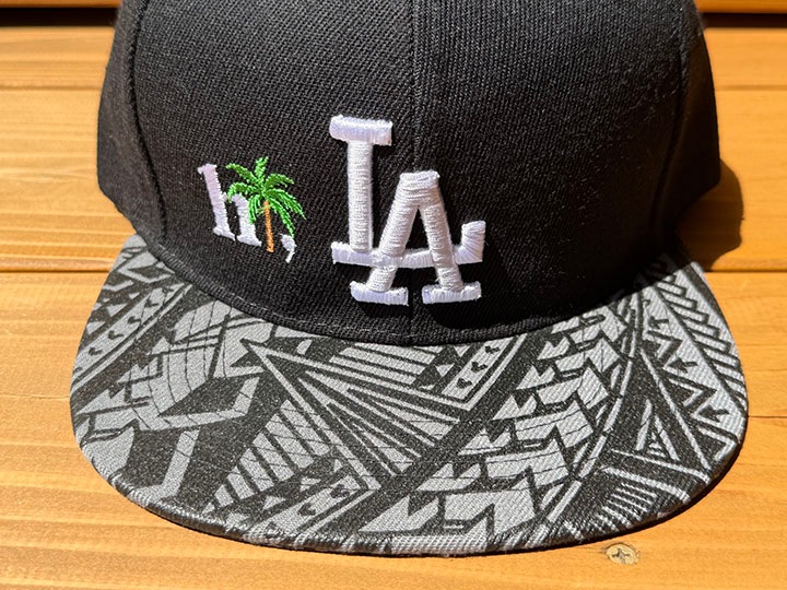 hi LA snapback cap / black x tribal