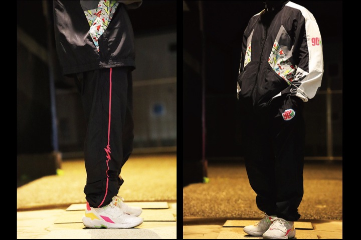 OSSANTHEHOOD shaka-shaka nylon set up / black & gray