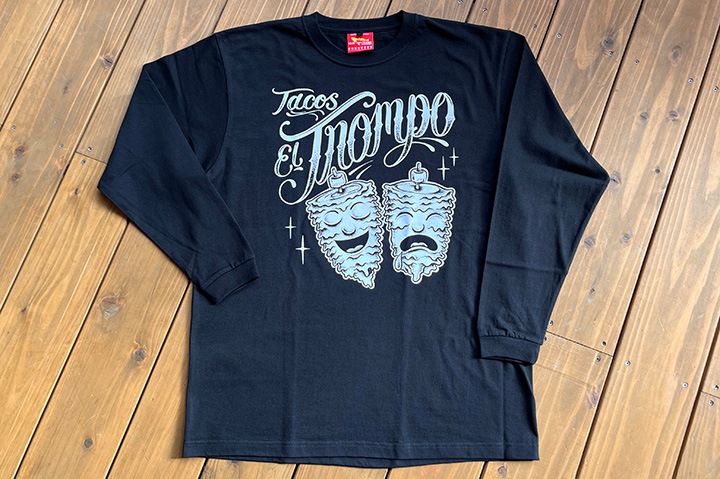 Tacos El Trompo longsleeve Tshirt (trompo) / black x white