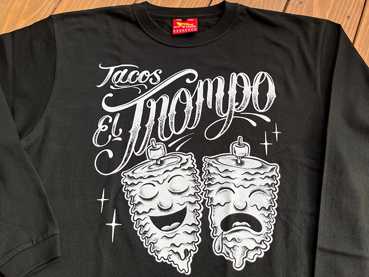 Tacos El Trompo longsleeve Tshirt (trompo) / black x white