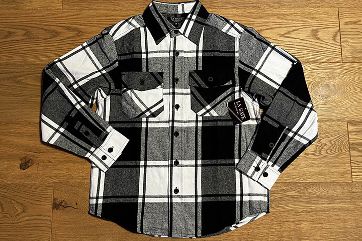 LA GATE check frannel shirt / bk
