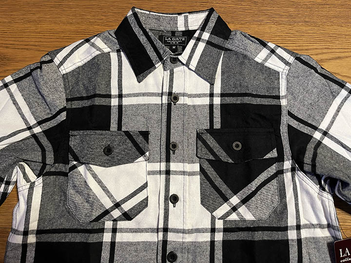 LA GATE check frannel shirt / bk