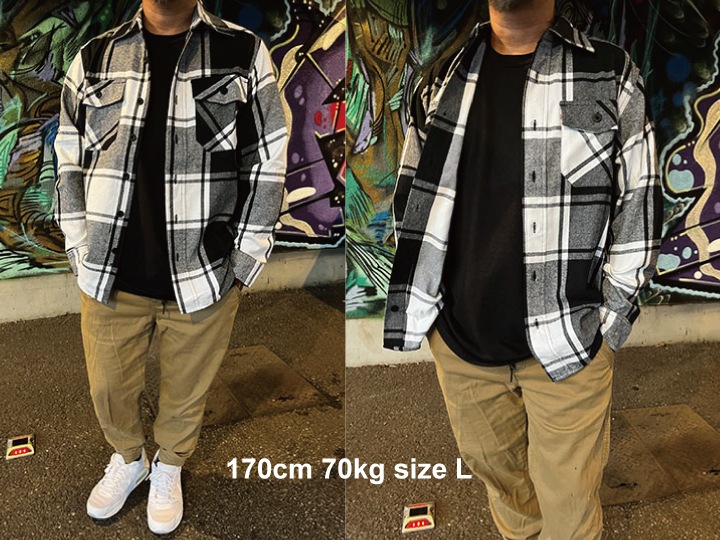 LA GATE check frannel shirt / bk