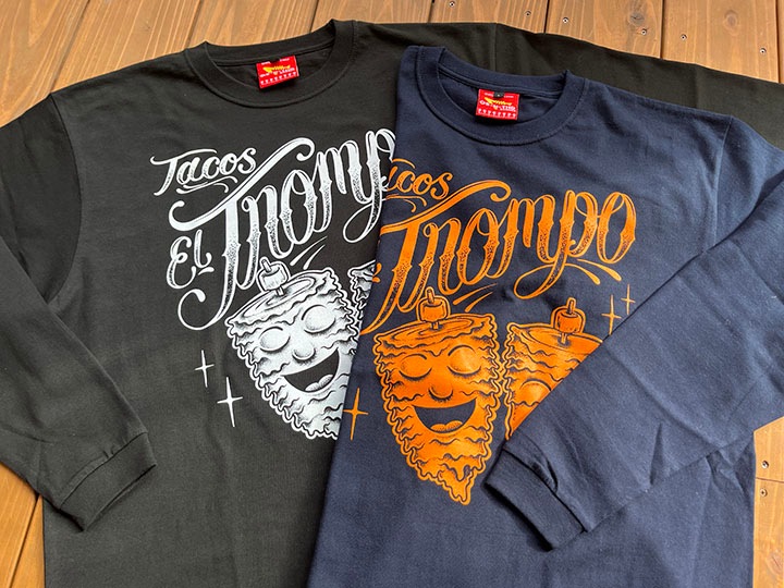 Tacos El Trompo longsleeve Tshirt (trompo) / navy x orange