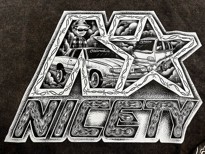 NICETY 8.2oz garment dye longsleeve Tshirt (star 2024) / dark charcol