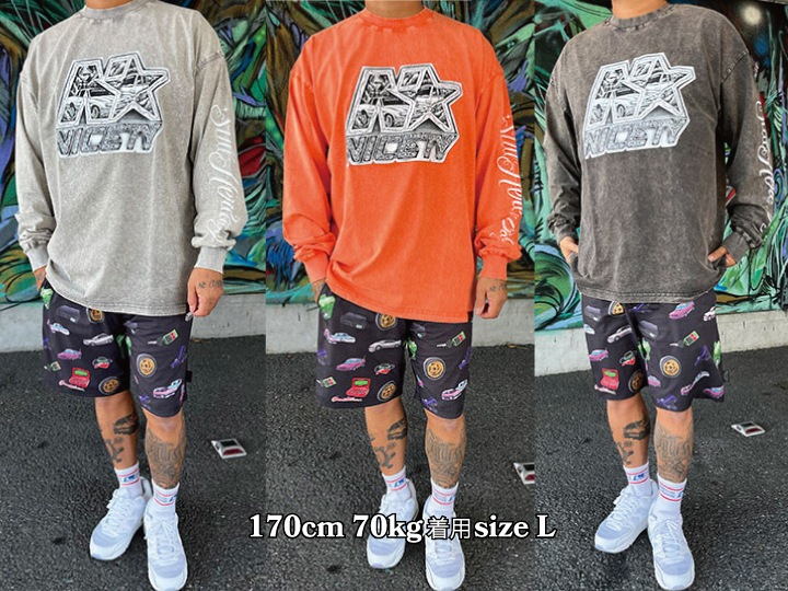 NICETY 8.2oz garment dye longsleeve Tshirt (star 2024) / dark charcol