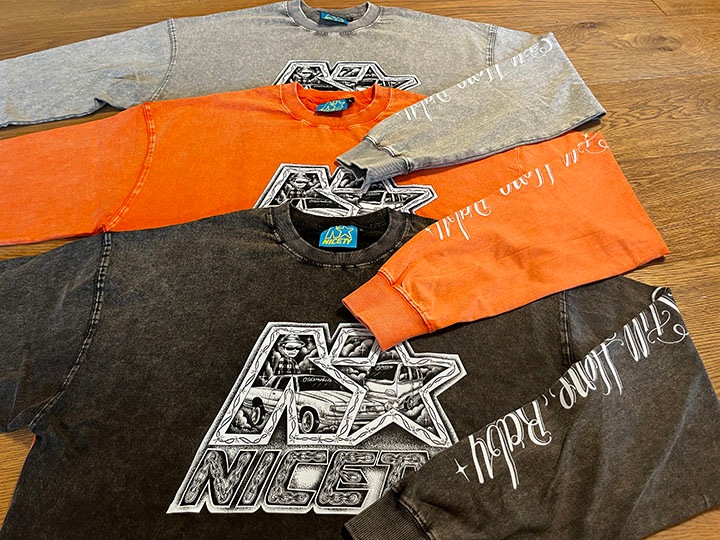 NICETY 8.2oz garment dye longsleeve Tshirt (star 2024) / dark charcol