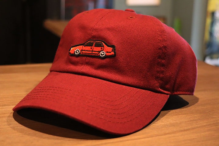 OSSANTHEHOOD dad hat (red car) / burgandy