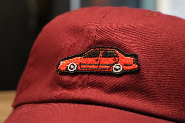 OSSANTHEHOOD dad hat (red car) / burgandy