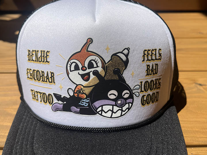 BENJIE ESCOBAR mesh tracker cap (tattoo) white