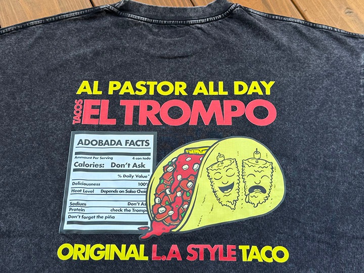 Tacos El Trompo dye washed Tshirt (adobada) / washed black