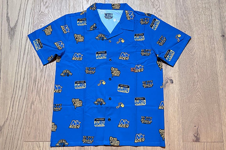 NICETY open collar button shirt (star) / blue & yellow