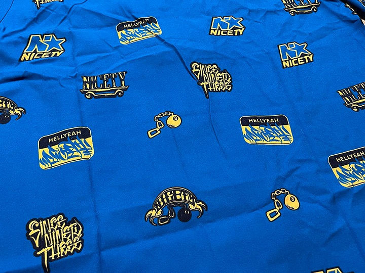 NICETY open collar button shirt (star) / blue & yellow