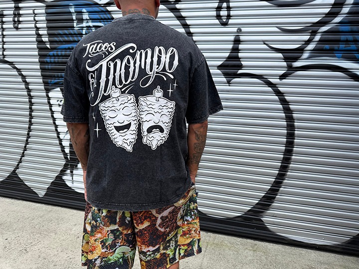 Tacos El Trompo dye washed Tshirt (trompo) / washed black