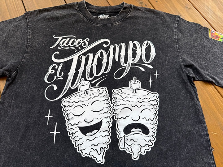 Tacos El Trompo dye washed Tshirt (trompo) / washed black