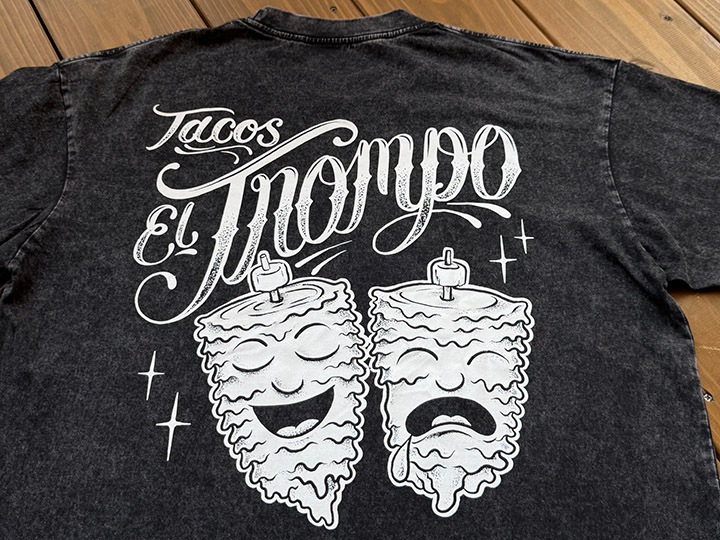 Tacos El Trompo dye washed Tshirt (trompo) / washed black