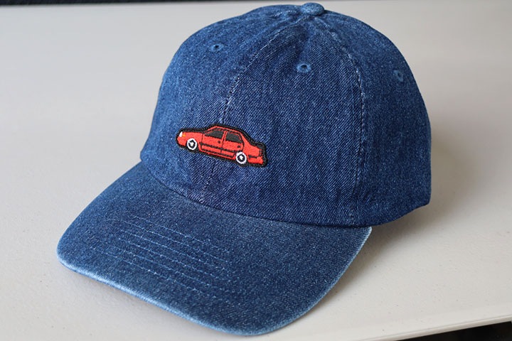 OSSANTHEHOOD dad hat (red car) / washed denim