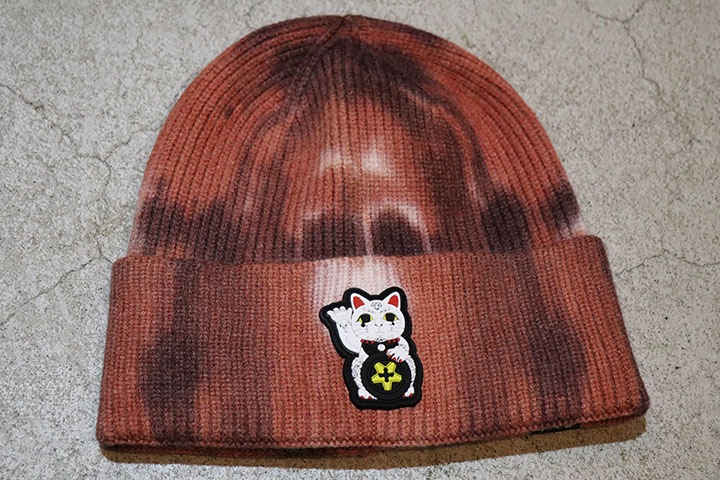 OSSANTHEHOOD tie-dye beanie (lucky cat) / brown dye