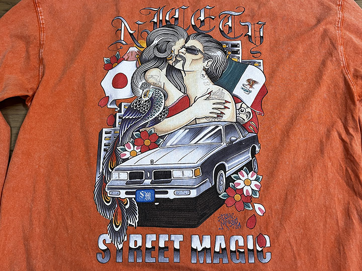 STREET MAGIC x  NICETY  8.2oz garment dye longsleeve Tshirt / washed orange