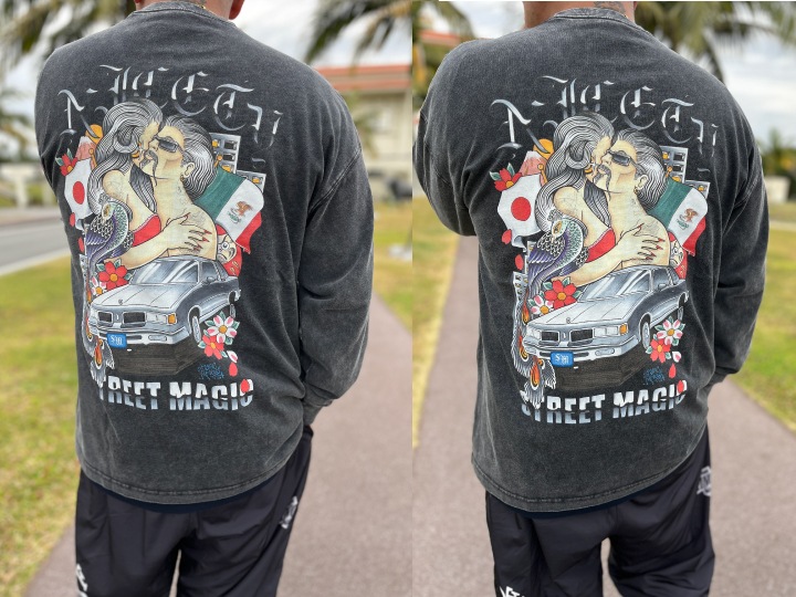 STREET MAGIC x  NICETY  8.2oz garment dye longsleeve Tshirt / washed orange