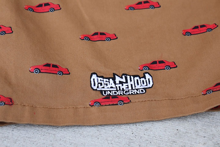OSSANTHEHOOD cotton twill short pants  (red car) / khaki