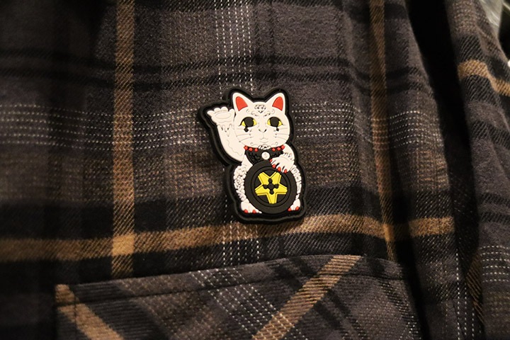 OSSANTHEHOOD check frannel shirt (lucky cat) / gray&brown