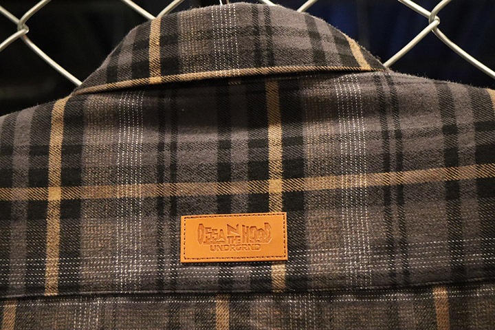 OSSANTHEHOOD check frannel shirt (lucky cat) / gray&brown