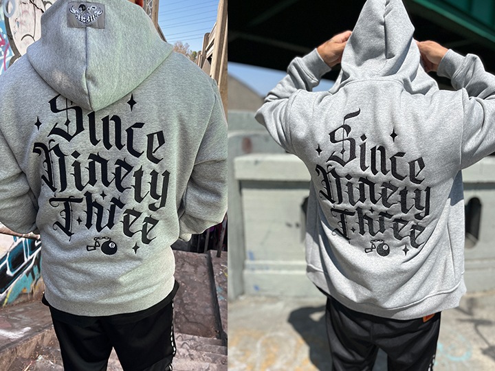SINCE NINETY THREE 16oz. zipup hood / heather gray