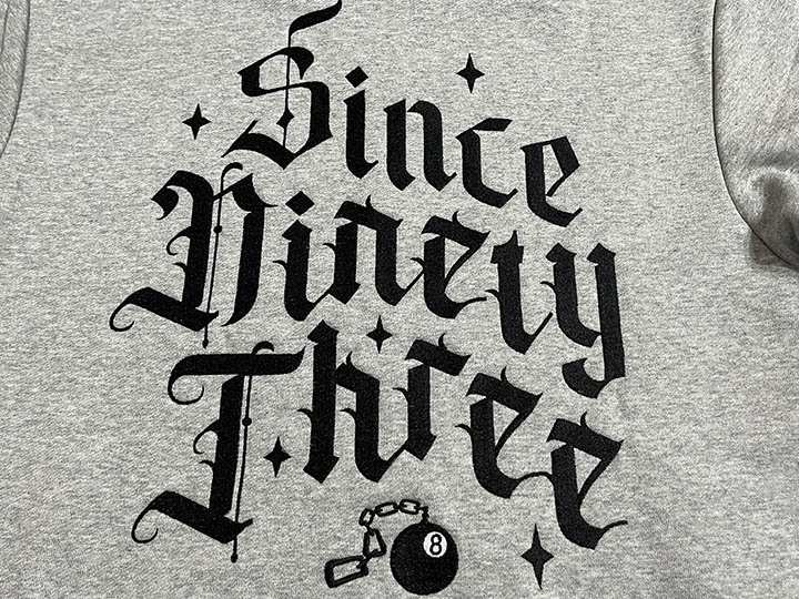 SINCE NINETY THREE 16oz. zipup hood / heather gray