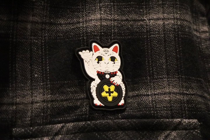 OSSANTHEHOOD check frannel shirt (lucky cat) / black check