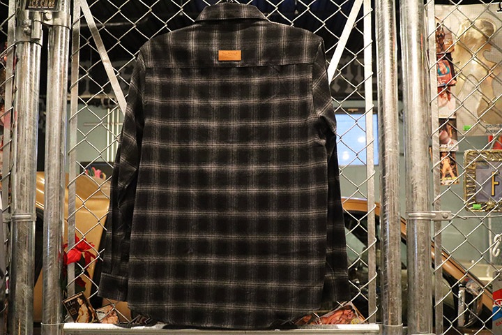 OSSANTHEHOOD check frannel shirt (lucky cat) / black check