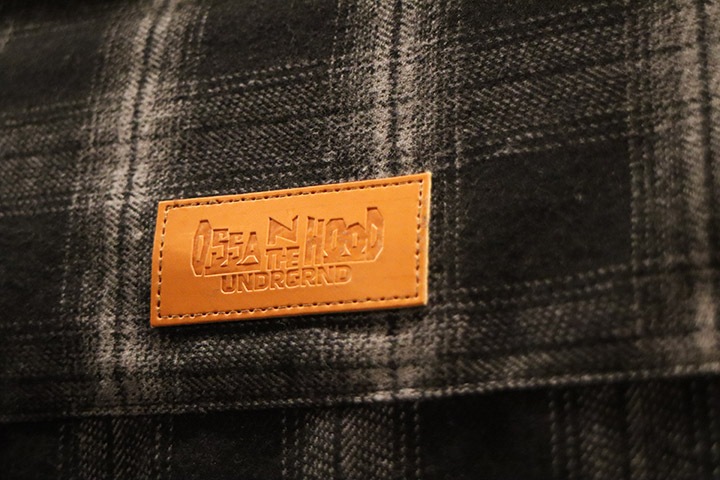 OSSANTHEHOOD check frannel shirt (lucky cat) / black check