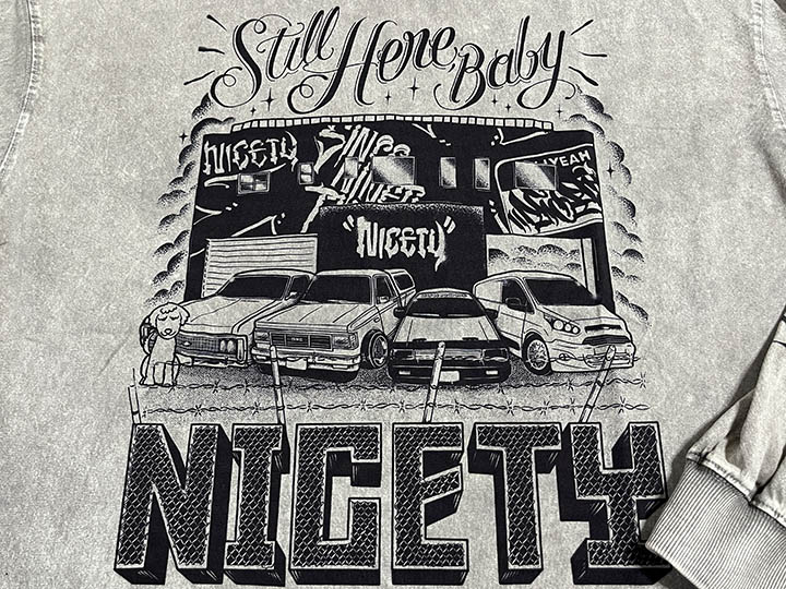 NICETY 8.2oz garment dye longsleeve Tshirt (still here) / sand gray