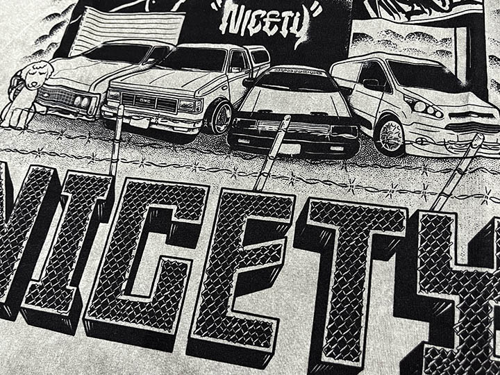 NICETY 8.2oz garment dye longsleeve Tshirt (still here) / sand gray