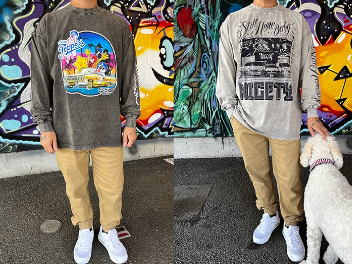 NICETY 8.2oz garment dye longsleeve Tshirt (still here) / sand gray