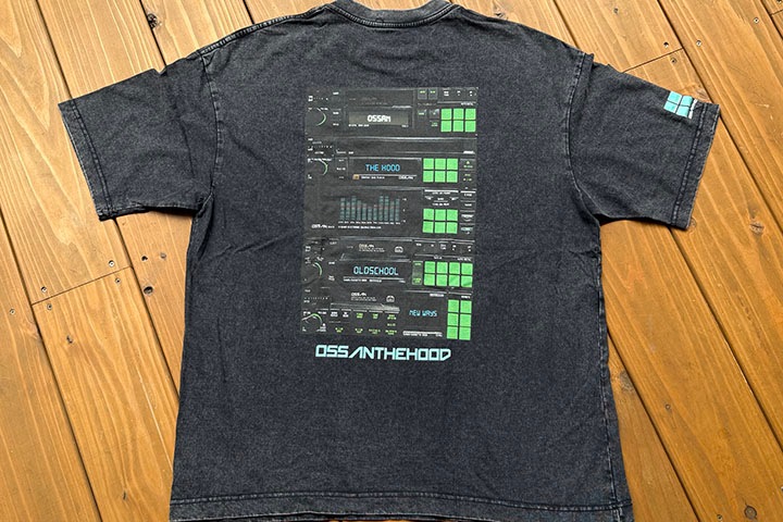 OSSANTHEHOOD dye washed Tshirt (six buttons) / washed black